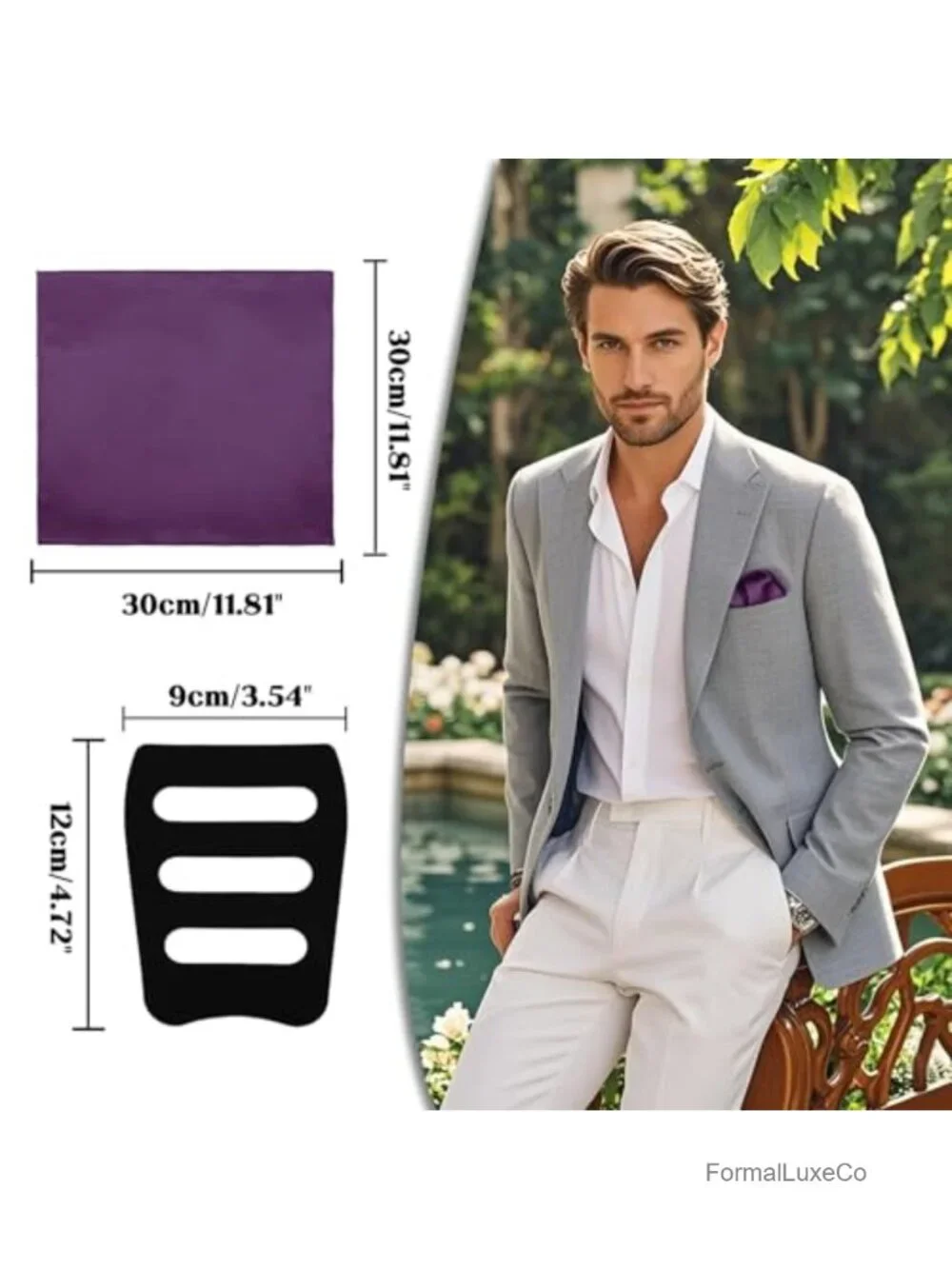Men's Silk Satin Pocket Square Handkerchief - Easy Fold, Elegant Suit Accessory